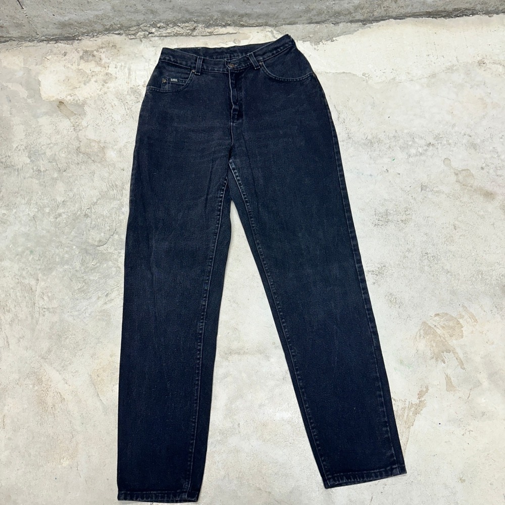 Lee Original Jeans Black Wash Straight Leg Denim Pants women Size 34x32